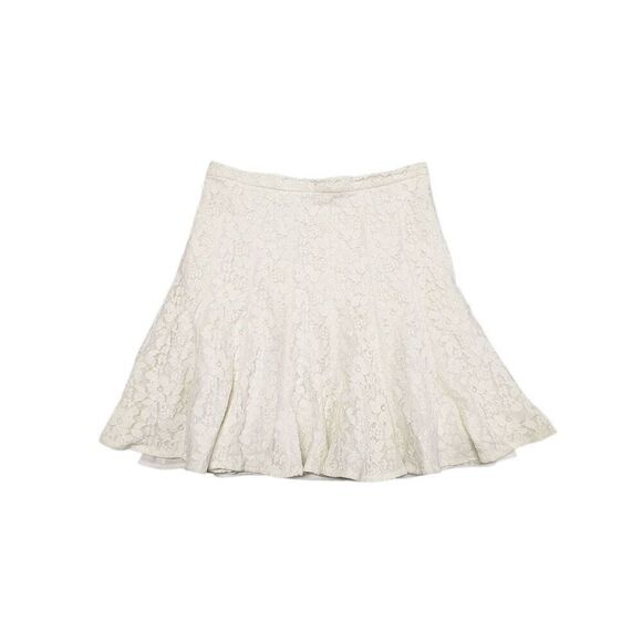 BCBGMaxAzria Lace Paneled A-line Skirt in White Size 08 - Picture 1 of 5